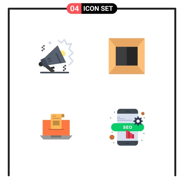 Vector Flat Icons Grid Mike Speaker Scan Envelope Editable Vector — 스톡 벡터