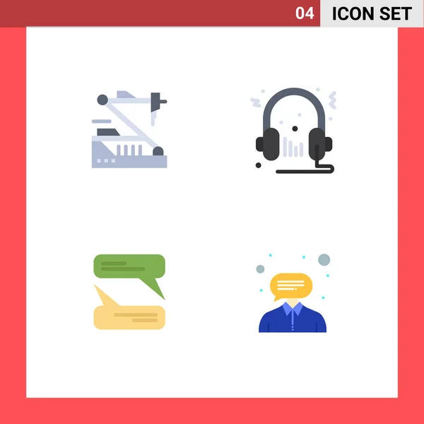 Thematic Vector Flat Icons Editable Symbols Future Microphone Robot Speaker — Stock Vector