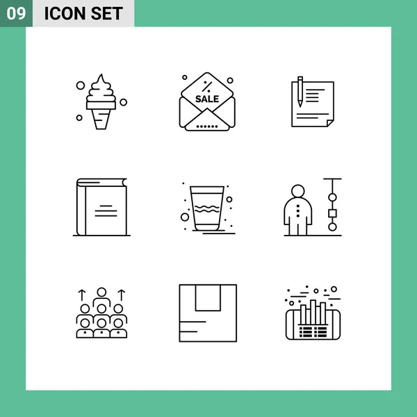 Set Modern Icons Symbols Signs Library Book Contract Signing Paper — Stock Vector