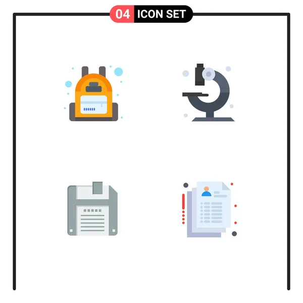 Universal Icon Symbols Grupo Iconos Planos Modernos Mochila Guardar Laboratorio — Archivo Imágenes Vectoriales