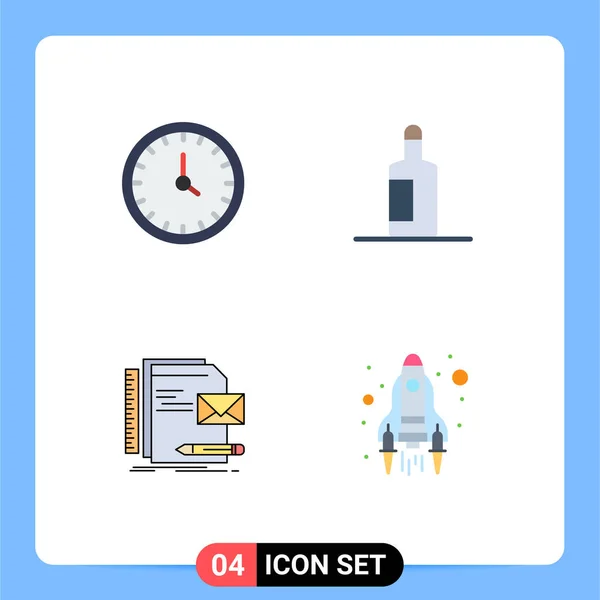 Flat Icon Pack Símbolos Universales Llamada Empresa Contáctenos Bebida Carta — Archivo Imágenes Vectoriales