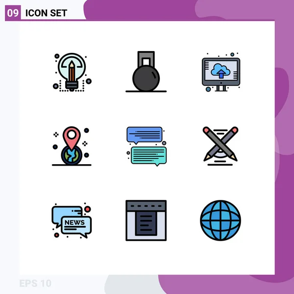 Vector Icon Pack Line Signs Symbols Communication Pin Cloud Location — 스톡 벡터