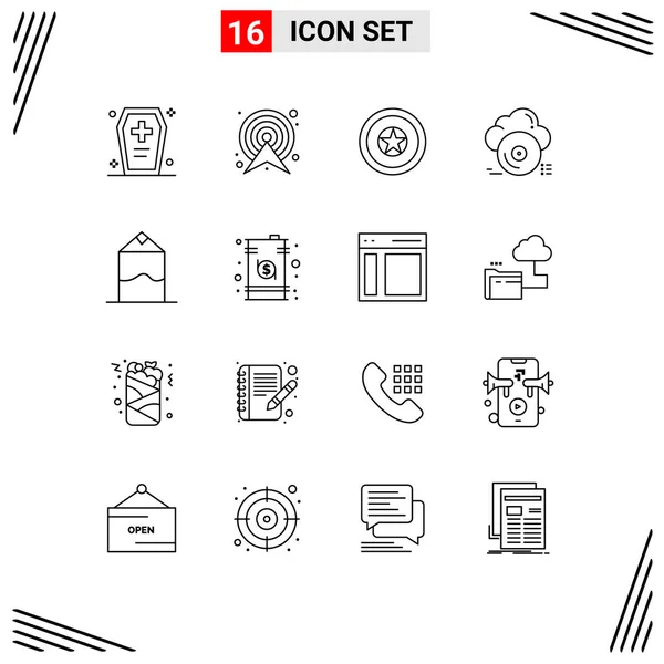 Set Modern Icons Symbols Jelek Felhő Lemez Térkép Függetlenségi Nap — Stock Vector