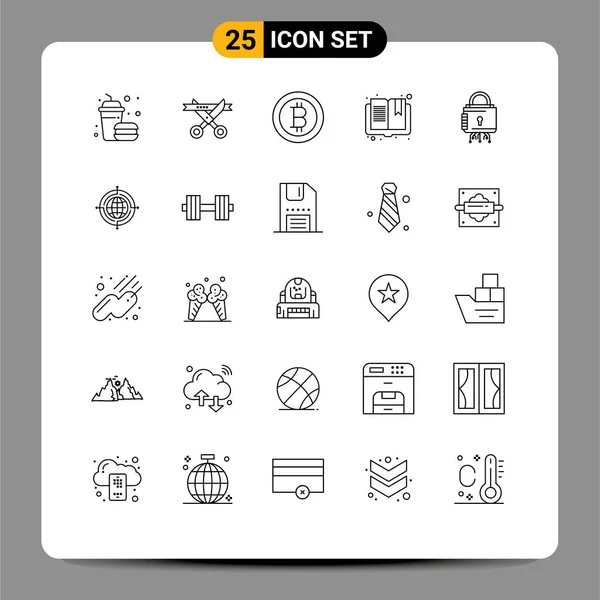 Set Dari Ikon Modern Simbol Tanda Untuk Proteksi Cyber Bitcoin - Stok Vektor