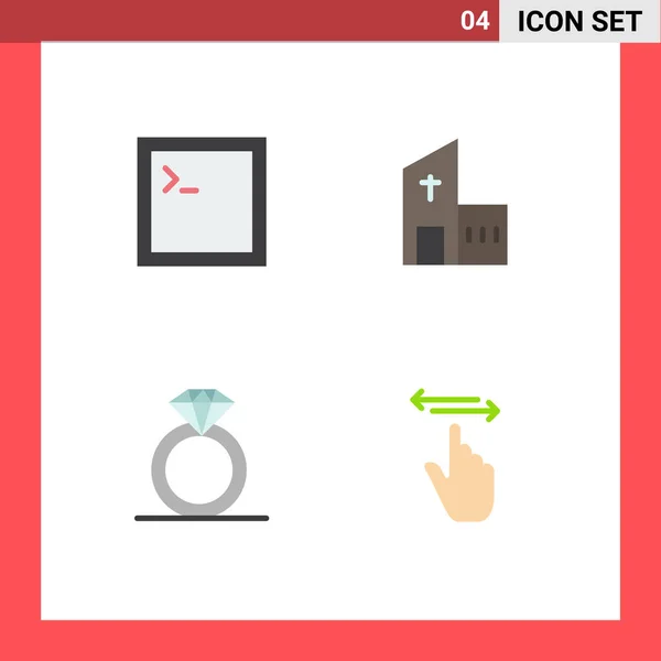 Flat Icon Pack Símbolos Universais Código Presente Edifício Moderno Dedo — Vetor de Stock