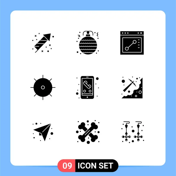 Universal Icon Symbols Group Modern Solid Glyphs Smart Phone Mobile — Stockový vektor