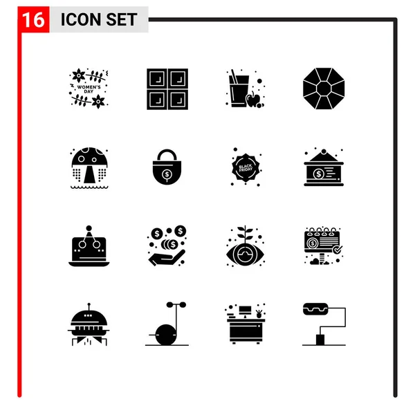 Интерфейс Глиф Пакет Современных Признаков Способов Инвестирования Гриб Фруктовый Сок — стоковый вектор