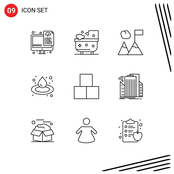 Editable Vector Line Pack Simple Outlines Toy Bricks Business Blocks — Vettoriale Stock