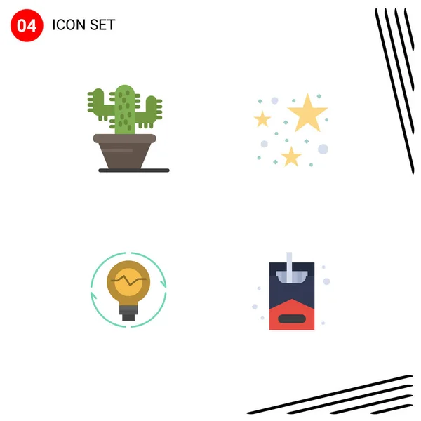 Paquete Iconos Vectores Stock Signos Símbolos Línea Para Cactus Idea — Vector de stock