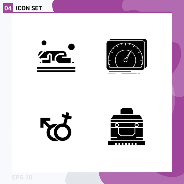 Csoport Solid Glyphs Jelek Szimbólumok Iszlám Internet Ima Eszköz Szimbólum — Stock Vector