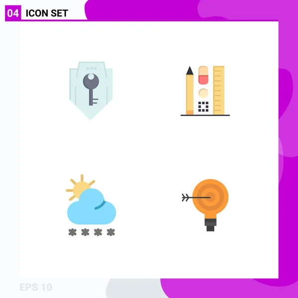 Thematic Vector Flat Icons Editable Symbols Access Forecast Security Scale — Stock Vector