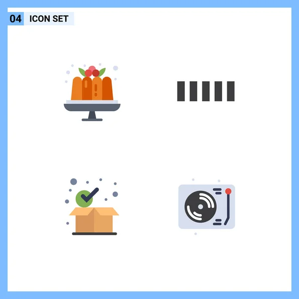 Set Iconos Planos Vectoriales Rejilla Para Pastel Paquete Dulces Señal — Vector de stock