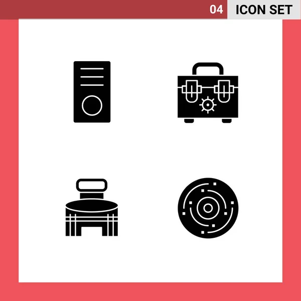 Set Van Commercieel Solid Glyphs Pack Voor Computers Exterieur Gadget — Stockvector