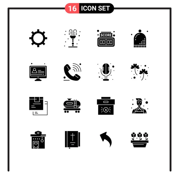 Universal Icon Symbols Group Modern Solid Glyphen Call Education Score — Stockvektor