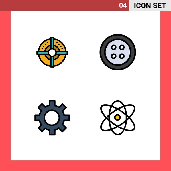Group Filledline Flat Colors Signs Symbols Target Ρύθμιση Σημείο Εργαλεία — Διανυσματικό Αρχείο