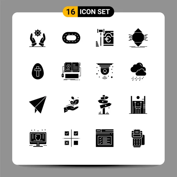 Set Commercial Solid Glyphs Pack Easter Concept Euro Computer Computing — Stockový vektor