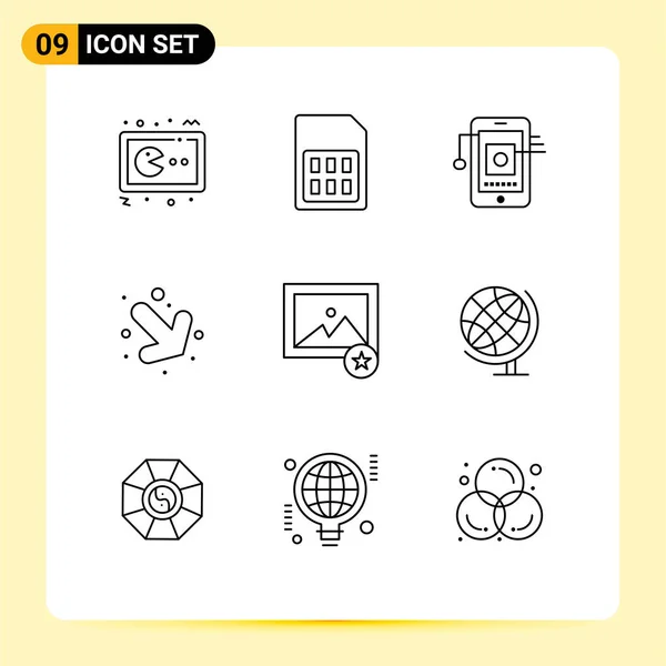 Stock Vector Icon Pack Mit Zeilenzeichen Und Symbolen Für Favoriten — Stockvektor