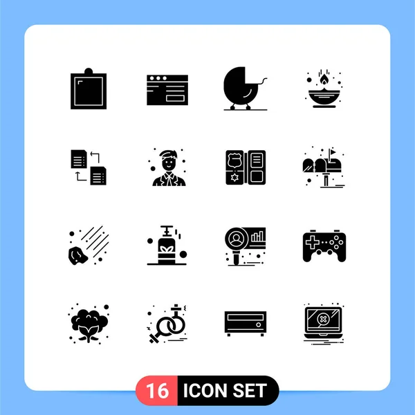 Universal Solid Glyphs Set Web Mobile Applications Fájl Olaj Baba — Stock Vector