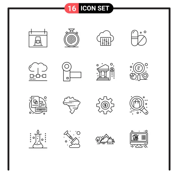 Stock Vector Icon Pack Linha Sinais Símbolos Para Nuvem Pílulas —  Vetores de Stock