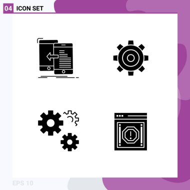 Piktogram 4 basit katı veri, evrensel, yönetim, genel, düzenlenebilir vektör tasarım elementleri kümesi