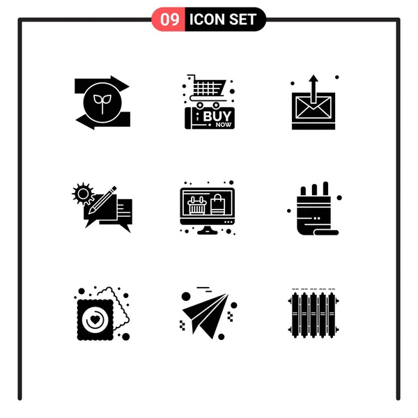 Universal Icon Symbols Group Modern Solid Glyphs Computer Setting Business —  Vetores de Stock