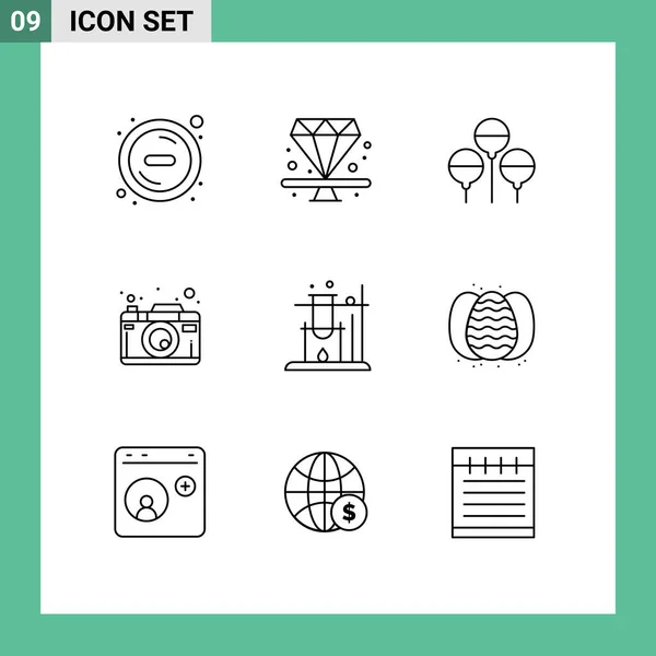 Set Modern Icons Symbols Signs Egg Science Easter Picture Editable — Stock Vector