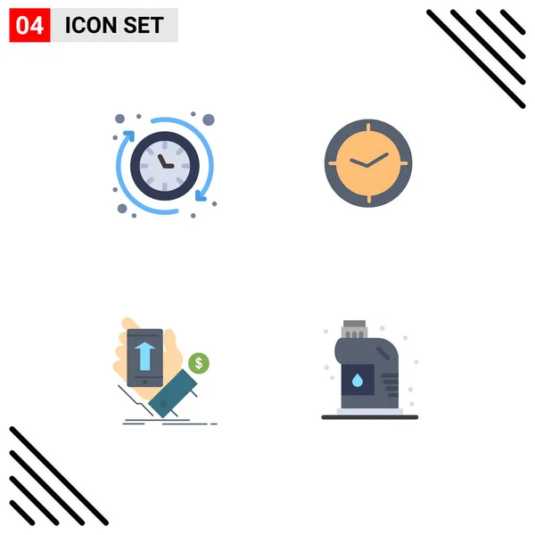 Modern Set Flat Ikonok Szimbólumok Mint Körül Kéz Időzítő Okostelefon — Stock Vector