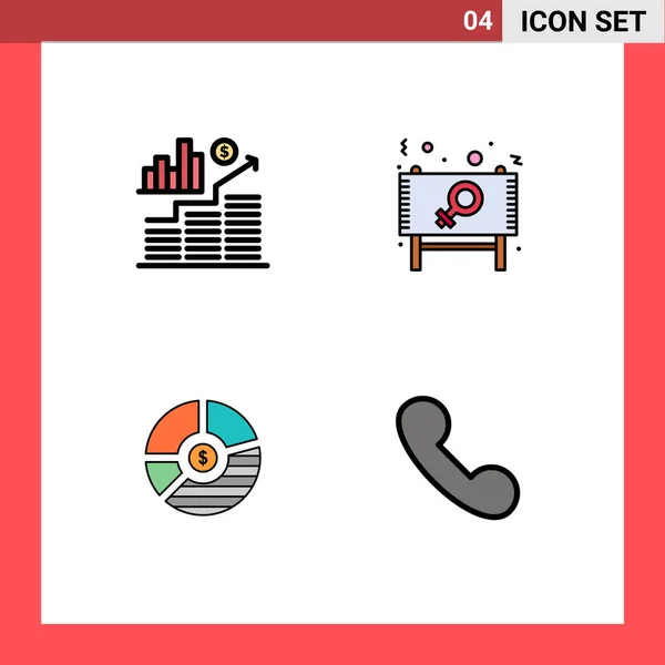 Universal Icon Symbols Group Modern Filledline Flat Colors Business Chart - Stok Vektor