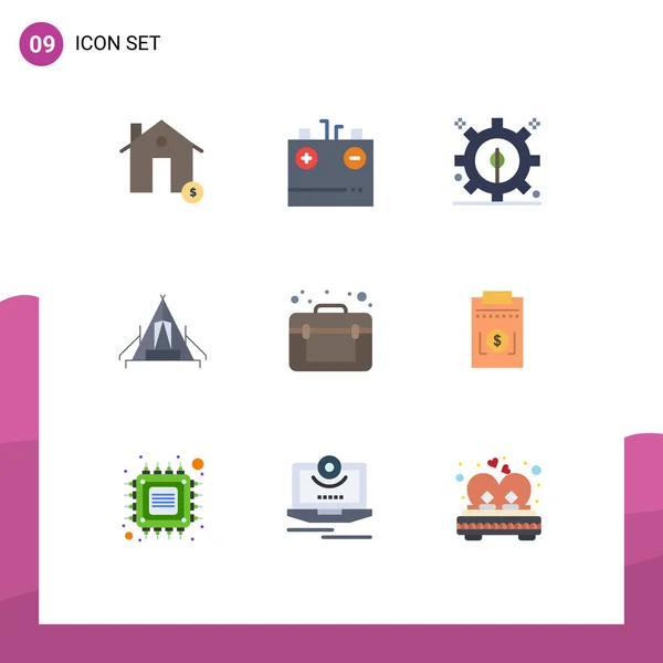 Stock Vector Icon Pack Line Signs Symbols Outdoor Camp Electricity — Stock Vector