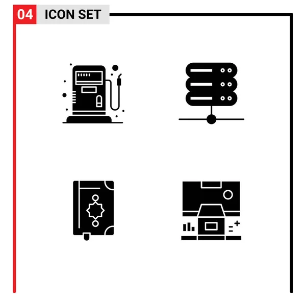 Set Van Moderne Pictogrammen Symbolen Voor Brandstof Ramadhan Database Quran — Stockvector