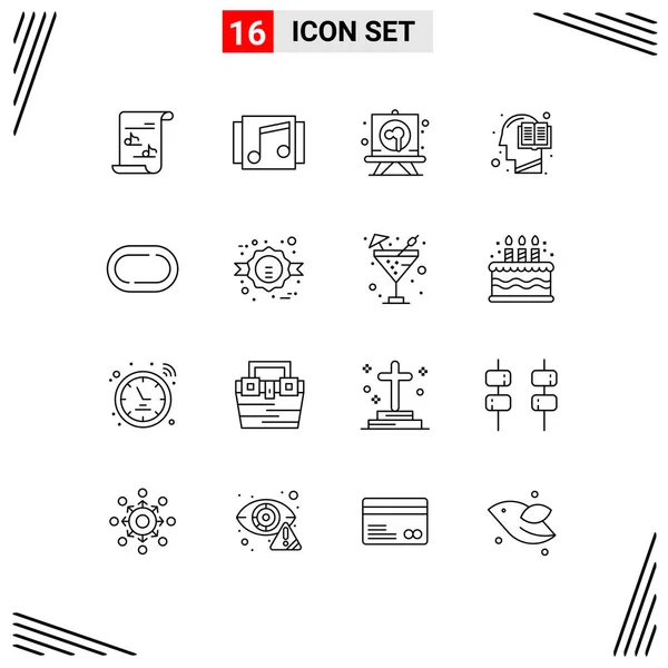 Universal Icon Symbols Group Modern Outlines Mind Head Songs Education — Vetor de Stock