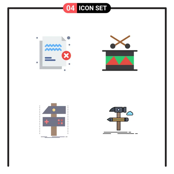 Flat Icon Pack Universal Symbols Deny Build Security Drum Develop — Stock Vector