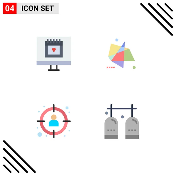 Pictogram Set Simple Flat Icons Calendar Management Valentine Graphics Profile — 스톡 벡터
