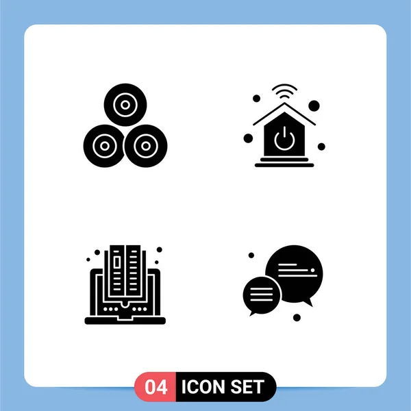 Pack Creative Solid Glyphs Farm Online Village Internet Things Bubble — Stock Vector