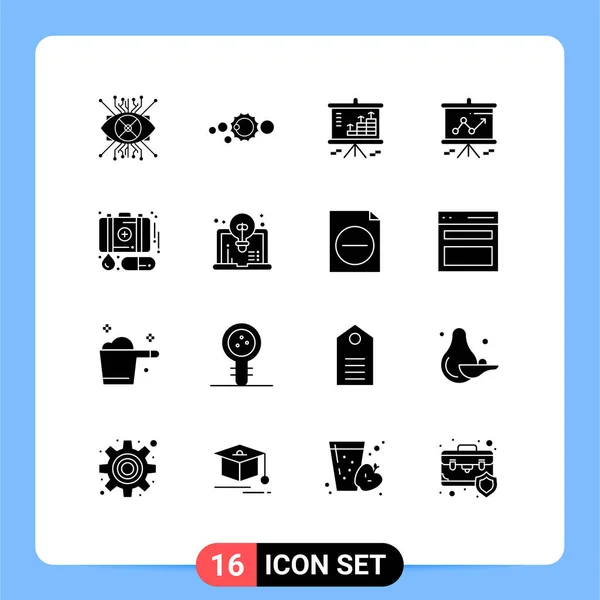 Mobile Interface Solid Glyph Set Pictograms Presentation Chart Solar System — Stock Vector
