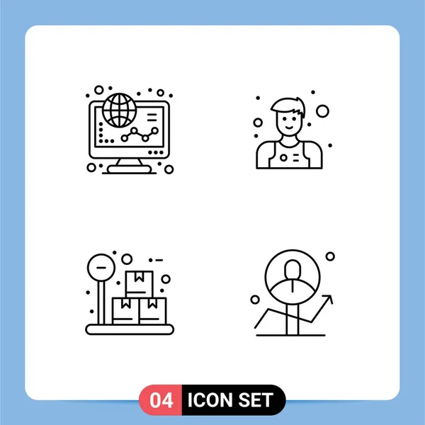 Stock Vector Icon Pack Line Signs Symbols Ecommerce Package Online — 스톡 벡터