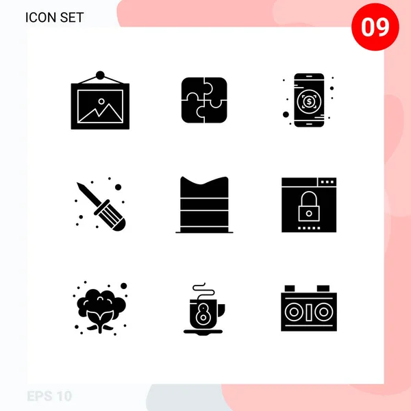 Set Modern Icons Symbols Signs Engine Fashion Investment Design Screw — Stock Vector