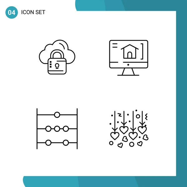 User Interface Line Pack Modern Signs Symbols Cloud Science Loucked — Vetor de Stock