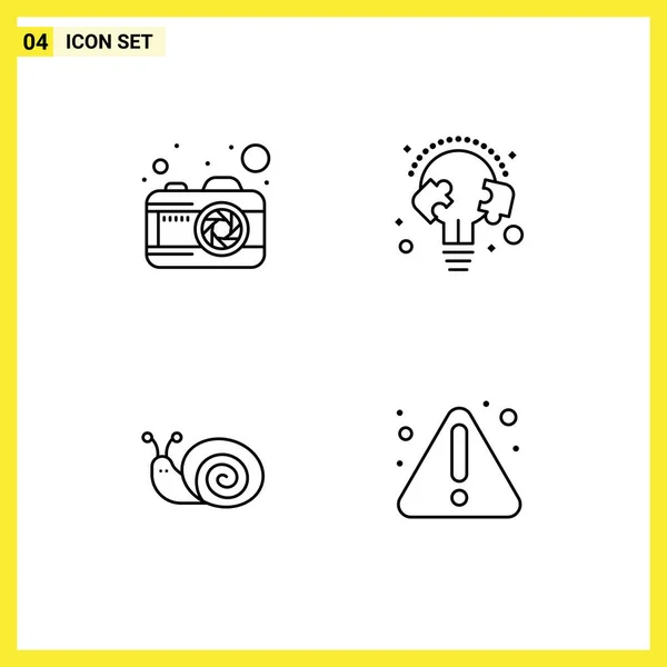 Set Modern Icons Symbols Signs Camera Easter Education Puzzle Spring — Stock Vector