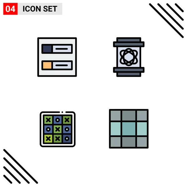 Set Modern Ikonok Szimbólumok Jelek Fiókok Tic Hordó Hely Játék — Stock Vector