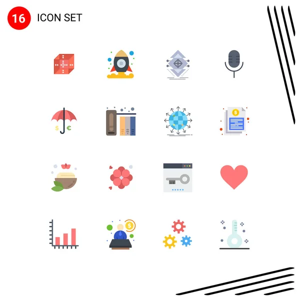 User Interface Flat Color Pack Modern Signs Symbols Umbrella Show — Stockový vektor