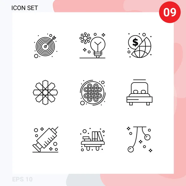 Conjunto Ícones Modernos Símbolos Sinais Para Celta Decoração Aprendizado Máquina — Vetor de Stock