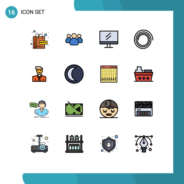 Paquete Iconos Vectoriales Signos Símbolos Línea Para Avatar Estudiante Monitor — Vector de stock