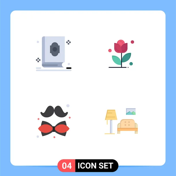 Pictogram Set Simple Flat Icons Quran Dress Muslim Rose Father — Stock Vector