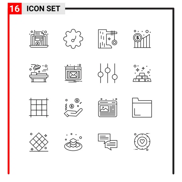 现代化的16套简写和符号 如房间 美元可编辑向量设计元素 — 图库矢量图片