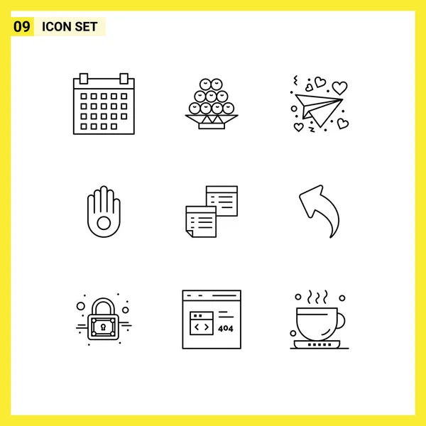 Universal Icon Symbols Group Modern Outlines Notes Files Letter Sticky — Stockvektor