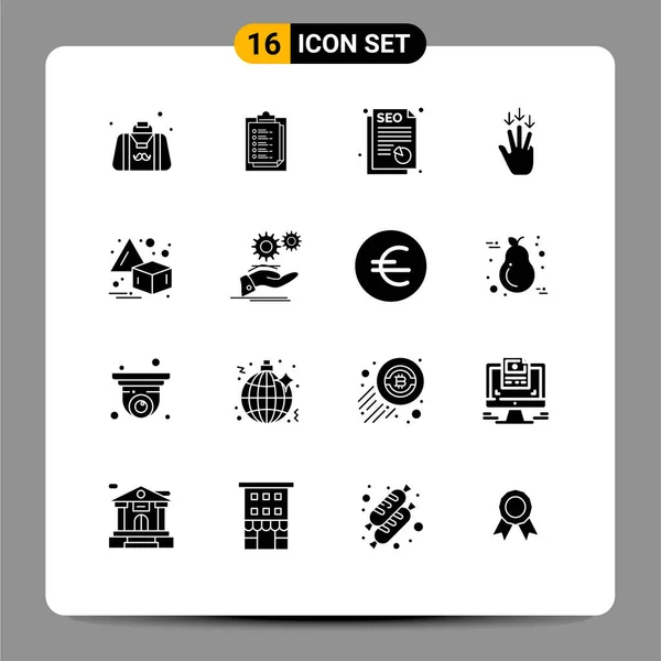 Universal Icon Symbols Group Modern Solid Glyphen Horizontal Gesten Präsentation — Stockvektor