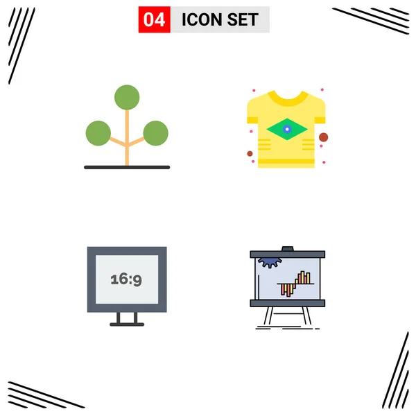 Modern Set Flat Icons Symbols Forest Aspect Ratio Tree Country — Stock Vector