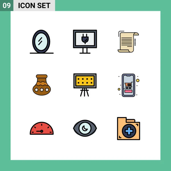Universal Icon Symbols Group Modern Filledline Flat Cores Educação Alfabeto —  Vetores de Stock