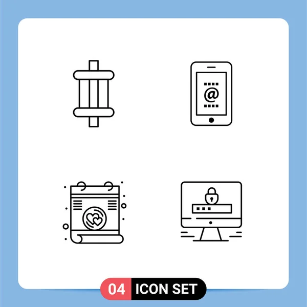 2014 Mobile Interface Line Set Pictograms Automatic Love Tools Computer — 스톡 벡터